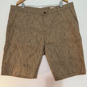 Adriano Goldschmied Tan Palm Leaf Print Griffin Relaxed Men's Shorts Size 40